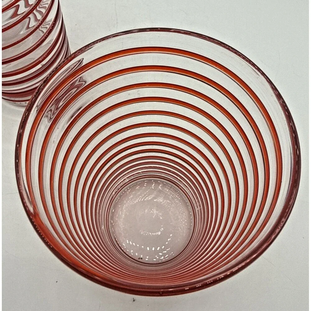 Crate & Barrel Red Swirl Tumblers Set Of 2 20oz Holiday Replacements 169-889